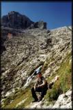 Rast an der Ausstiegsmöglichkeit des Pisciadu-Klettersteigs