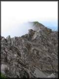Blick zum nebelumwaberten Wankspitz-Gipfel